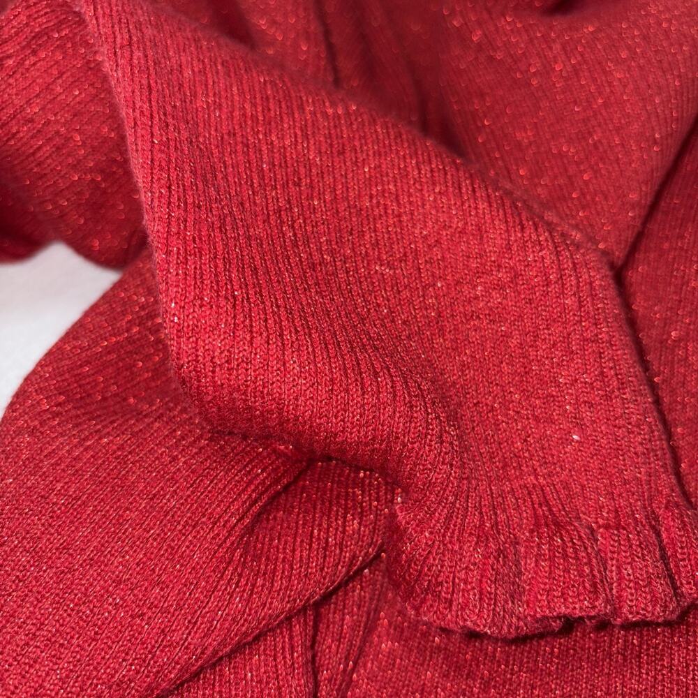 Vintage Liz Claiborne Red Shimmer Ruffle Trim Long Sleeve Sweater L Grannycore - Picture 12 of 13